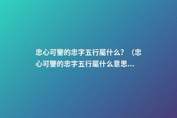 忠心可鑒的忠字五行屬什么？（忠心可鑒的忠字五行屬什么意思）