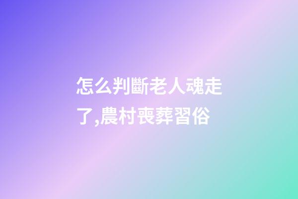 怎么判斷老人魂走了,農村喪葬習俗-第1張-觀點-玄機派