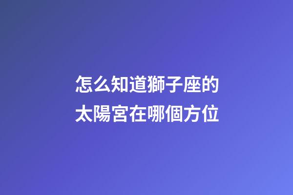 怎么知道獅子座的太陽宮在哪個方位-第1張-星座運勢-玄機派