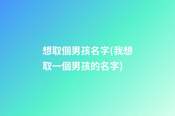 想取個男孩名字(我想取一個男孩的名字)