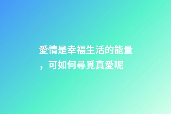 愛情是幸福生活的能量，可如何尋覓真愛呢?