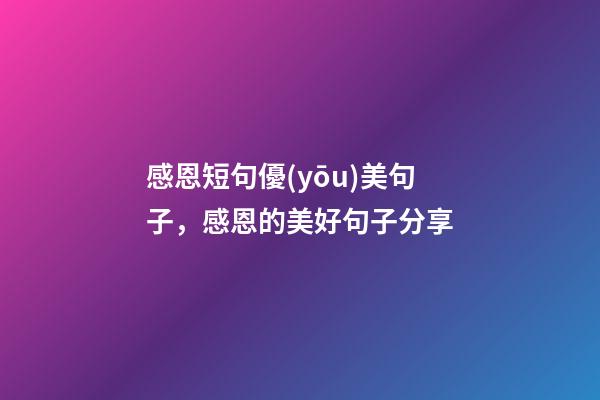 感恩短句優(yōu)美句子，感恩的美好句子分享-第1張-觀點-玄機派