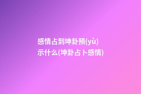 感情占到坤卦預(yù)示什么(坤卦占卜感情)