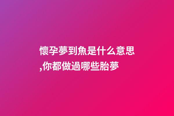 懷孕夢到魚是什么意思,你都做過哪些胎夢-第1張-觀點-玄機派