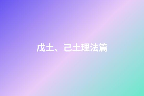 戊土、己土理法篇