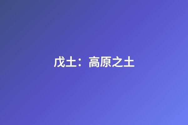戊土：高原之土