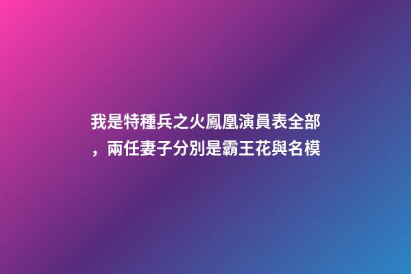 我是特種兵之火鳳凰演員表全部，兩任妻子分別是霸王花與名模-第1張-觀點-玄機派