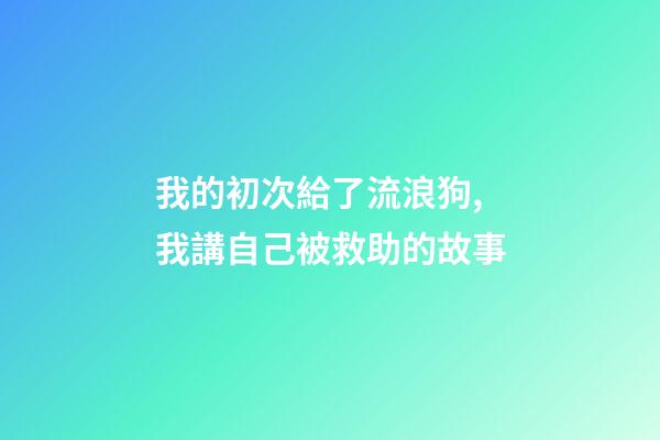 我的初次給了流浪狗,我講自己被救助的故事(圖文版)-第1張-觀點-玄機派