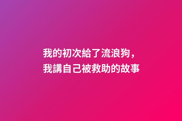 我的初次給了流浪狗，我講自己被救助的故事(圖文版)-第1張-觀點-玄機派