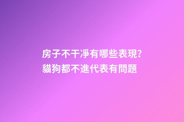 房子不干凈有哪些表現？貓狗都不進代表有問題