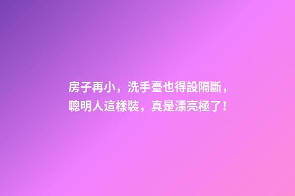 房子再小，洗手臺也得設隔斷，聰明人這樣裝，真是漂亮極了！