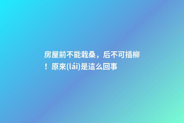 房屋前不能栽桑，后不可插柳！原來(lái)是這么回事