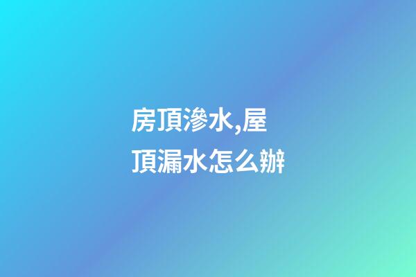 房頂滲水,屋頂漏水怎么辦-第1張-觀點(diǎn)-玄機(jī)派