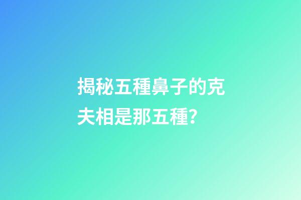 揭秘五種鼻子的克夫相是那五種？