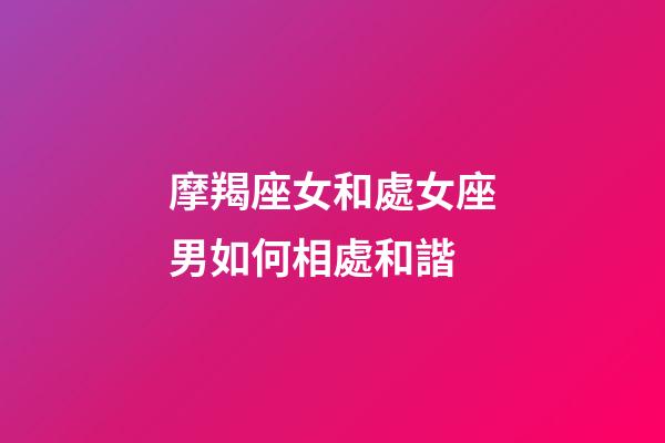 摩羯座女和處女座男如何相處和諧-第1張-星座運勢-玄機派