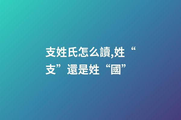 支姓氏怎么讀,姓“支”還是姓“國”-第1張-觀點-玄機派