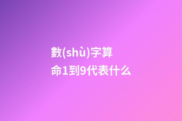 數(shù)字算命1到9代表什么