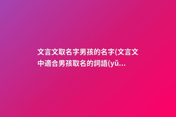 文言文取名字男孩的名字(文言文中適合男孩取名的詞語(yǔ))