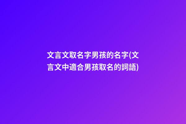 文言文取名字男孩的名字(文言文中適合男孩取名的詞語)