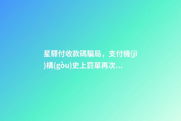 星驛付收款碼騙局，支付機(jī)構(gòu)史上罰單再次刷新-第1張-觀點(diǎn)-玄機(jī)派