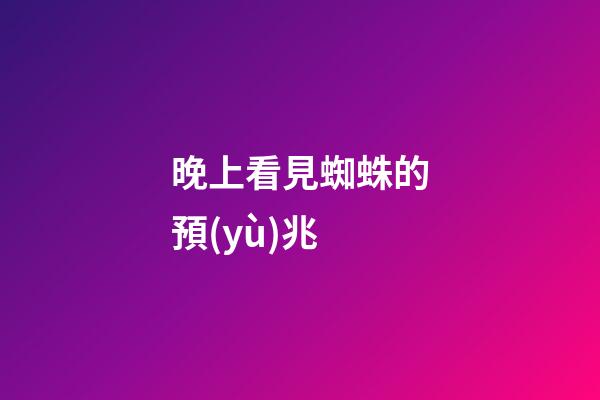 晚上看見蜘蛛的預(yù)兆