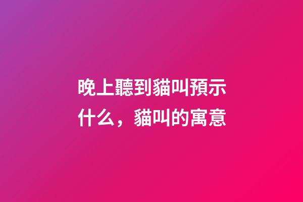 晚上聽到貓叫預示什么，貓叫的寓意