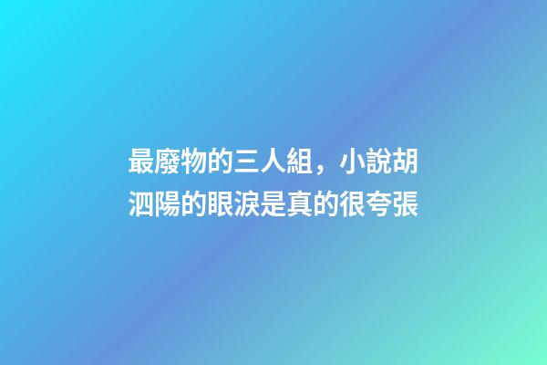 最廢物的三人組，小說胡泗陽的眼淚是真的很夸張-第1張-觀點-玄機派