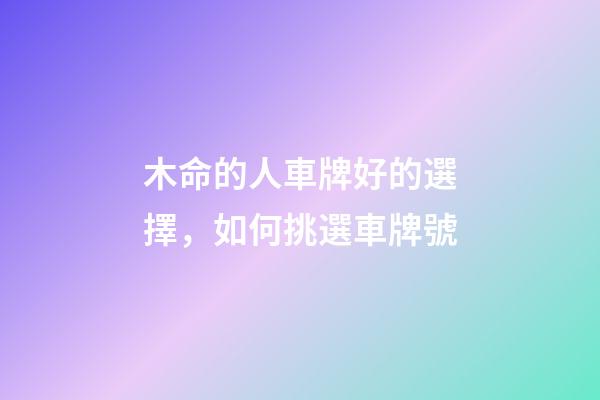 木命的人車牌好的選擇，如何挑選車牌號