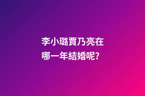 李小璐賈乃亮在哪一年結婚呢？