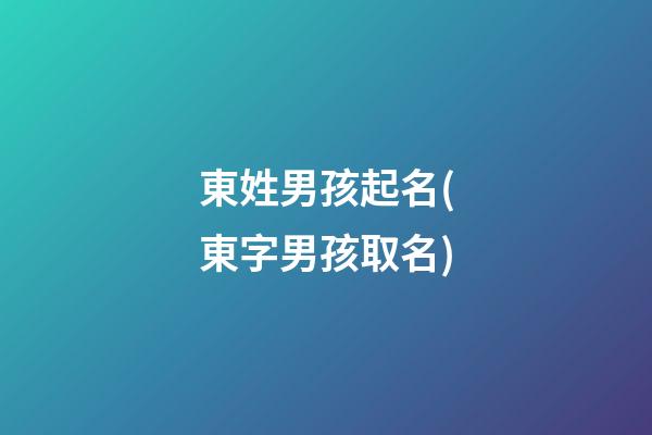 東姓男孩起名(東字男孩取名)