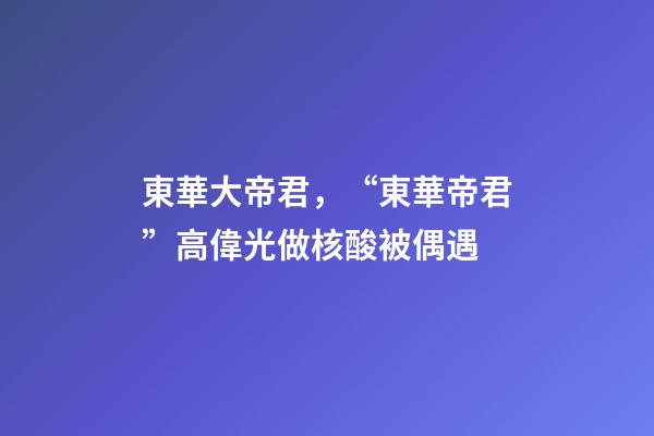 東華大帝君，“東華帝君”高偉光做核酸被偶遇-第1張-觀點-玄機派