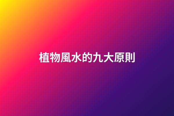 植物風水的九大原則