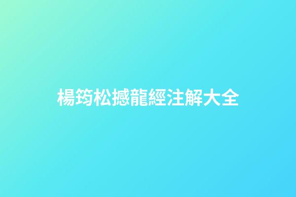 楊筠松撼龍經注解大全