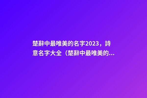 楚辭中最唯美的名字2023，詩意名字大全（楚辭中最唯美的名字2023,詩意名字大全女）
