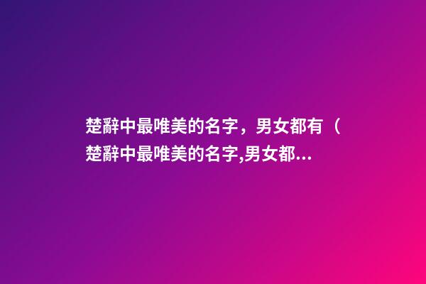 楚辭中最唯美的名字，男女都有（楚辭中最唯美的名字,男女都有什么）