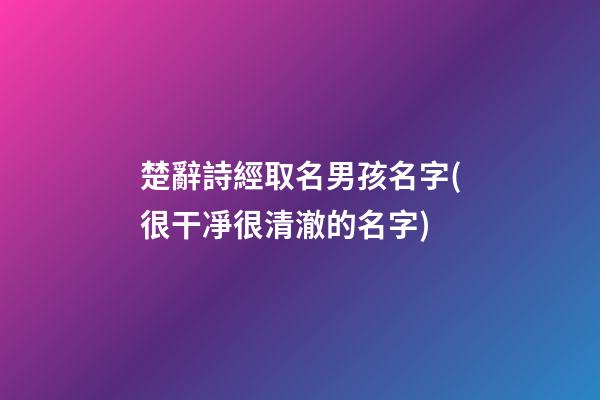 楚辭詩經取名男孩名字(很干凈很清澈的名字)