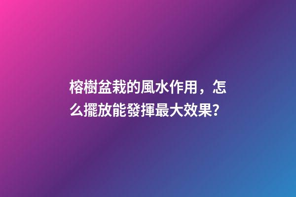 榕樹盆栽的風水作用，怎么擺放能發揮最大效果？