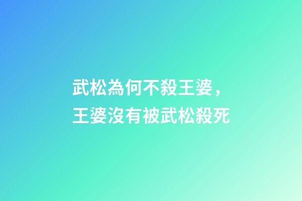 武松為何不殺王婆，王婆沒有被武松殺死-第1張-觀點-玄機派