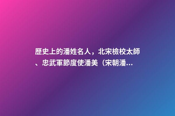 歷史上的潘姓名人，北宋檢校太師、忠武軍節度使潘美（宋朝潘將軍）