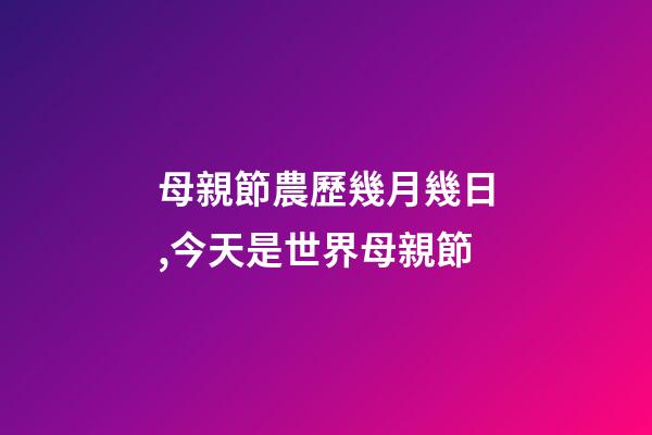 母親節農歷幾月幾日,今天是世界母親節-第1張-觀點-玄機派
