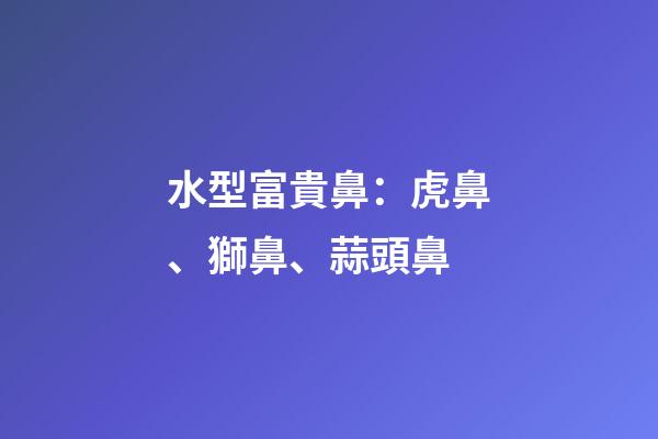 水型富貴鼻：虎鼻、獅鼻、蒜頭鼻