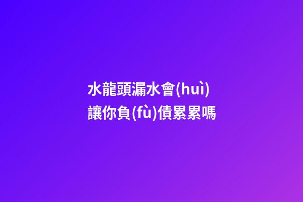 水龍頭漏水會(huì)讓你負(fù)債累累嗎