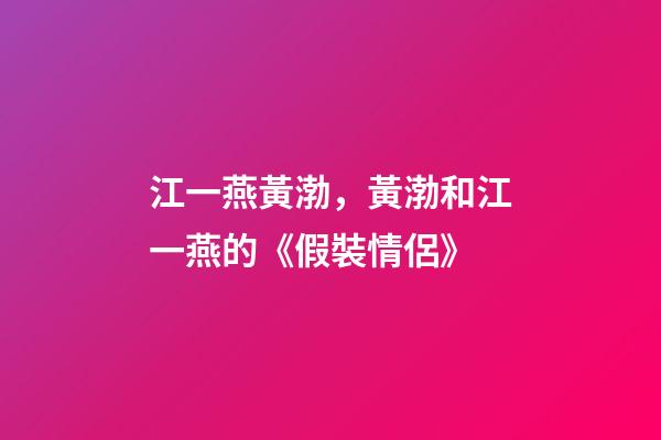 江一燕黃渤，黃渤和江一燕的《假裝情侶》-第1張-觀點(diǎn)-玄機(jī)派