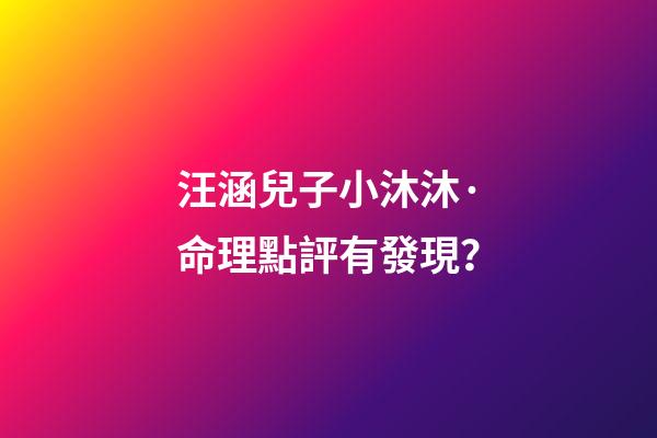 汪涵兒子小沐沐·命理點評有發現？