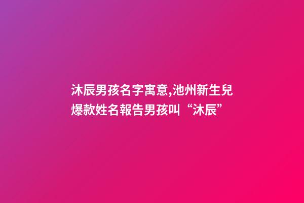 沐辰男孩名字寓意,池州新生兒爆款姓名報告男孩叫“沐辰”-第1張-觀點-玄機派