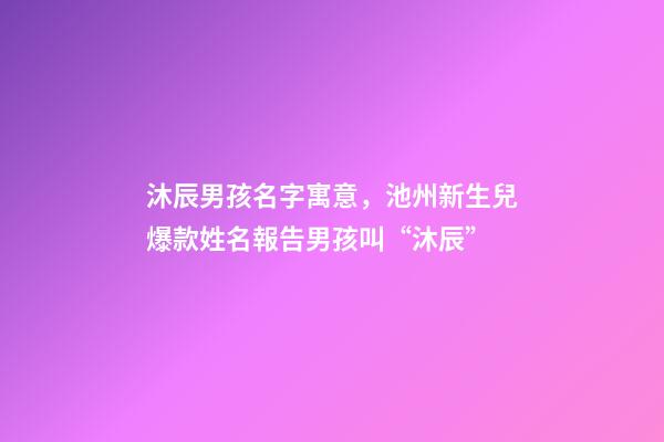 沐辰男孩名字寓意，池州新生兒爆款姓名報告男孩叫“沐辰”-第1張-觀點-玄機派