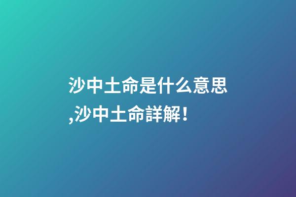 沙中土命是什么意思,沙中土命詳解！