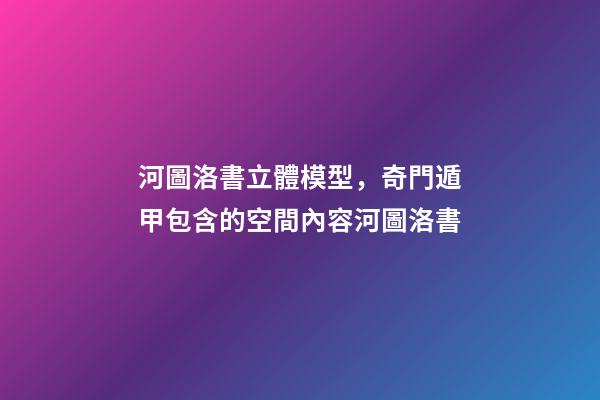 河圖洛書立體模型，奇門遁甲包含的空間內容(二)河圖洛書