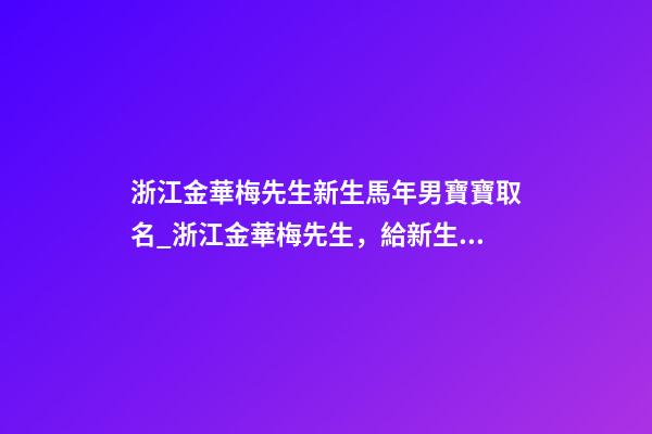 浙江金華梅先生新生馬年男寶寶取名_浙江金華梅先生，給新生馬年的男嬰起名。-第1張-公司起名-玄機派