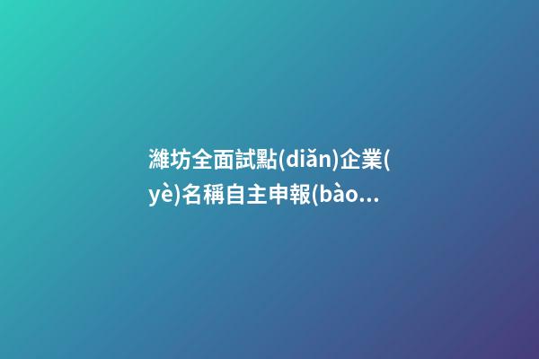 濰坊全面試點(diǎn)企業(yè)名稱自主申報(bào)